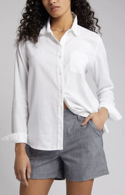 Casual Linen Blend Button-Up Shirt